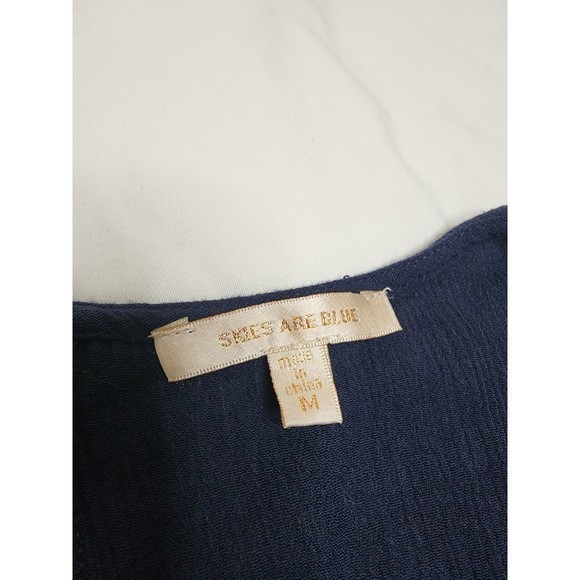 Skies‎ Are Blue Navy Blue Embroidered Shirt Size Medium - Picture 3 of 4